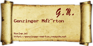 Genzinger Márton névjegykártya